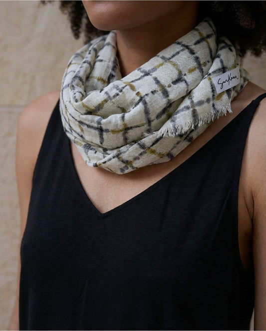 Checkered scarf Khaki