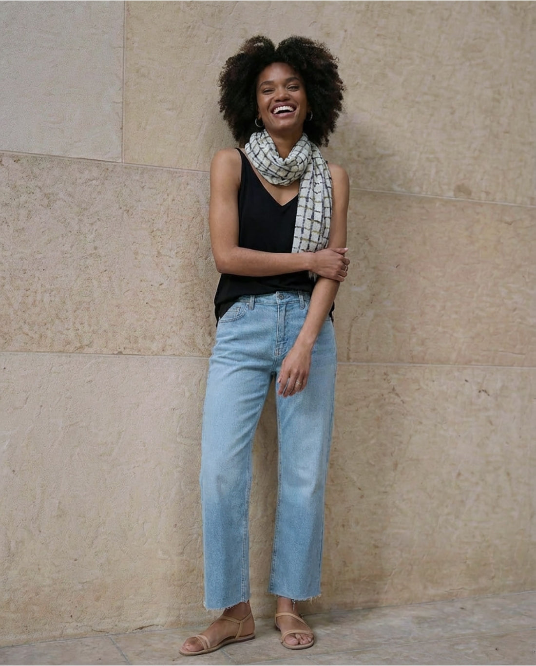 Checkered scarf Khaki