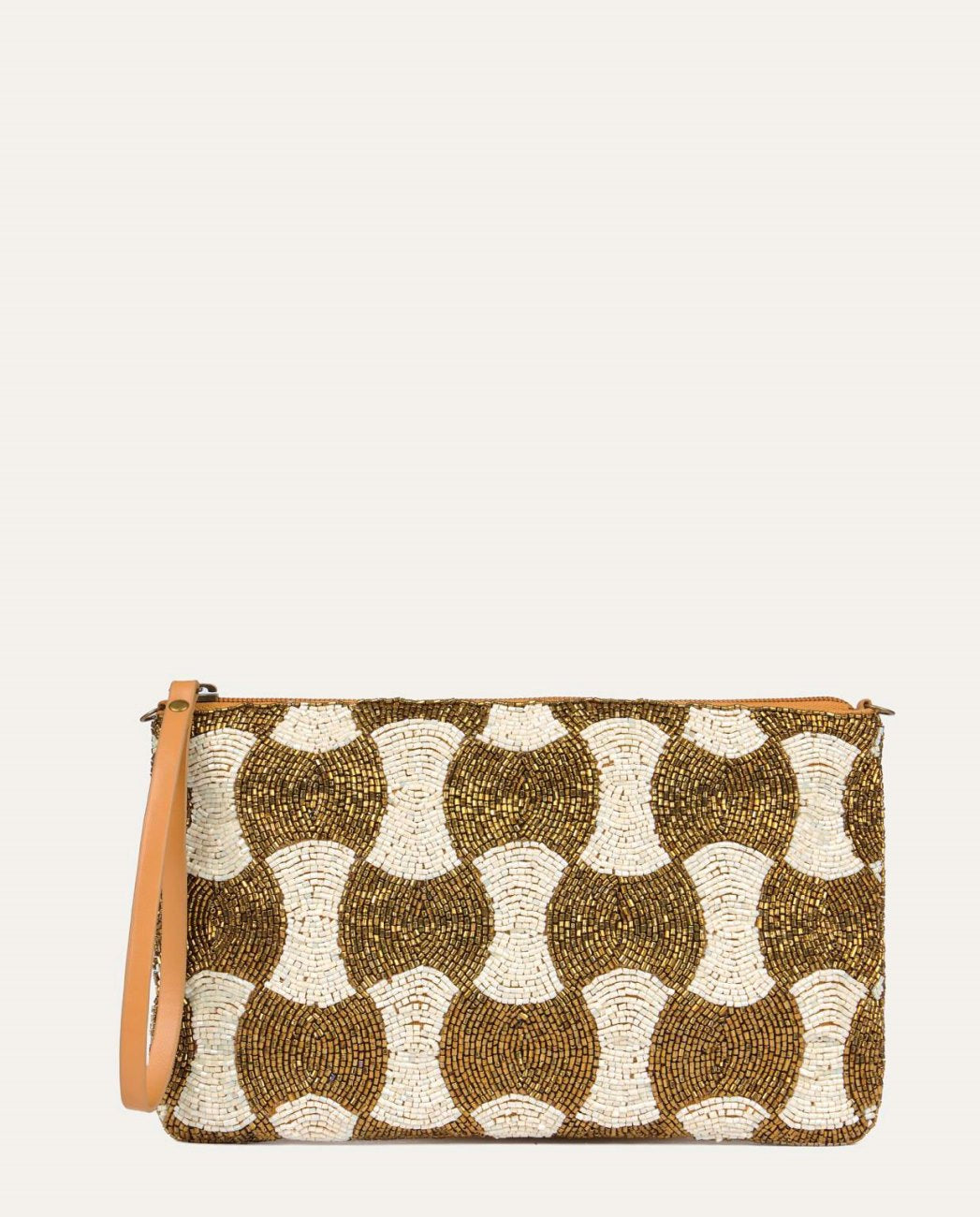 Beaded embroidered clutch Gold