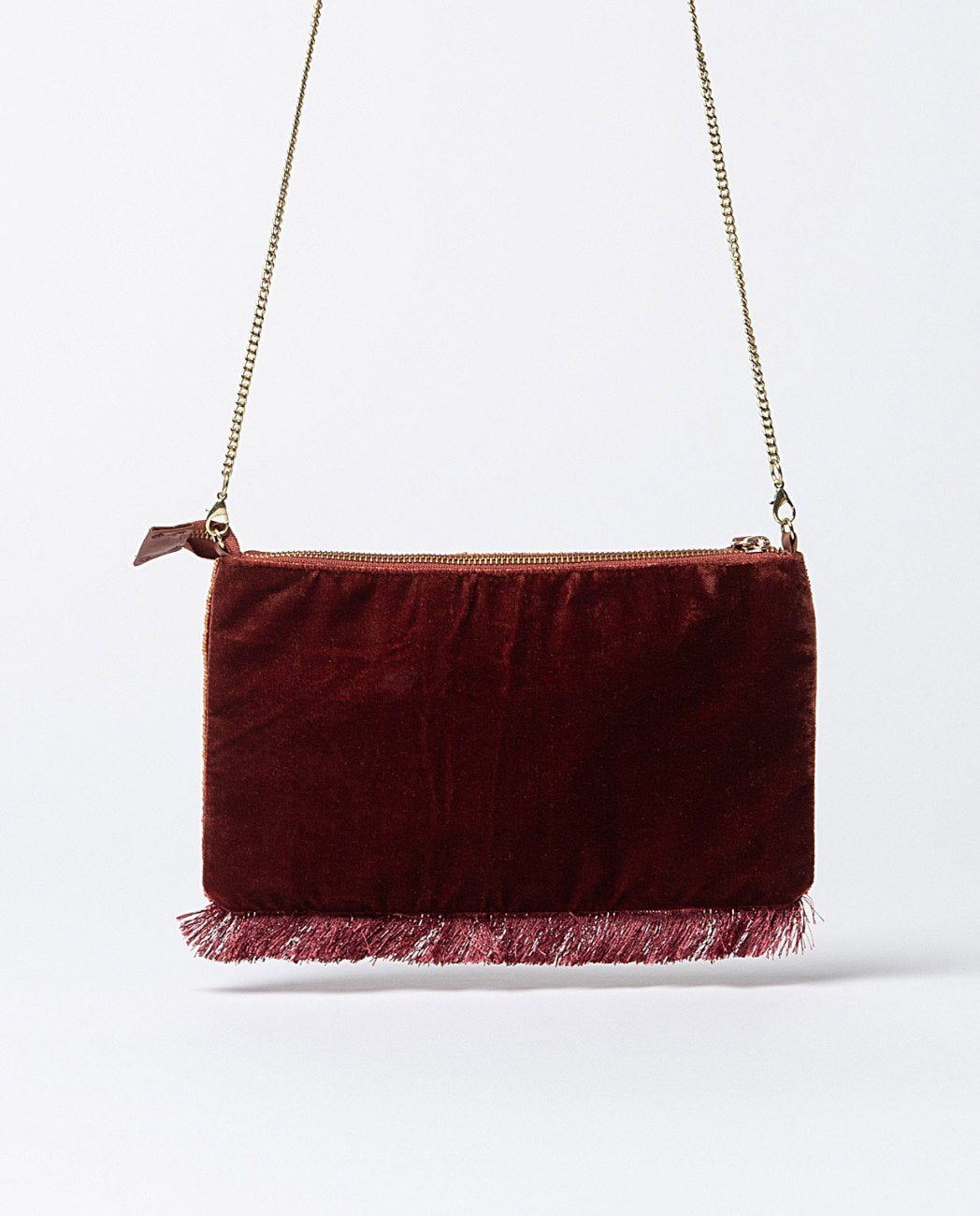Hand-embroidered clutch Chestnut