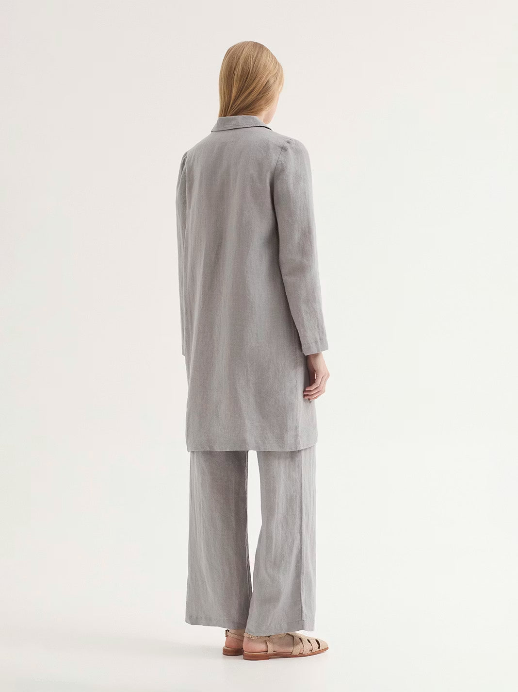 Tailored linen coat Light Grey