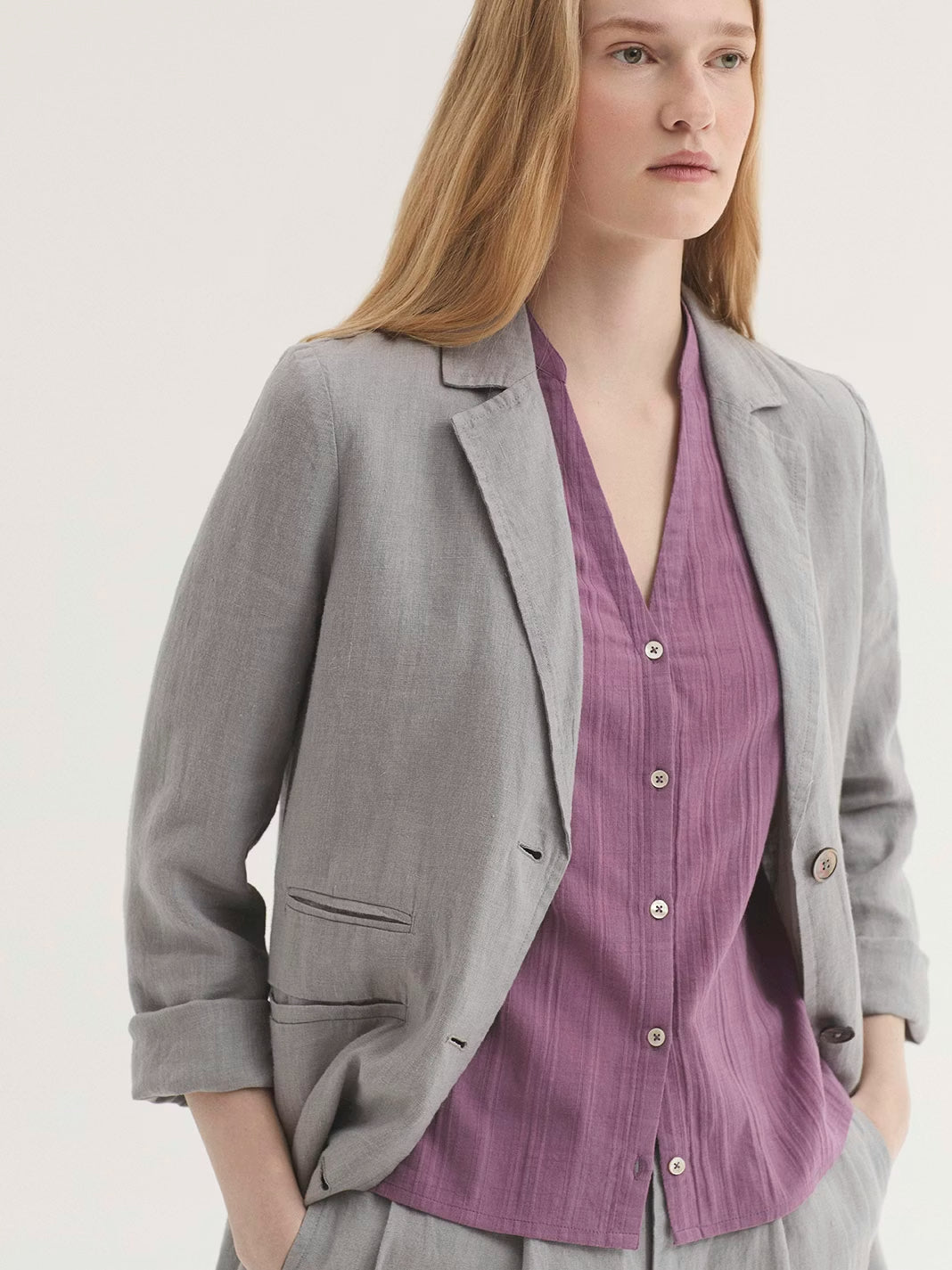 Tailored linen coat Light Grey
