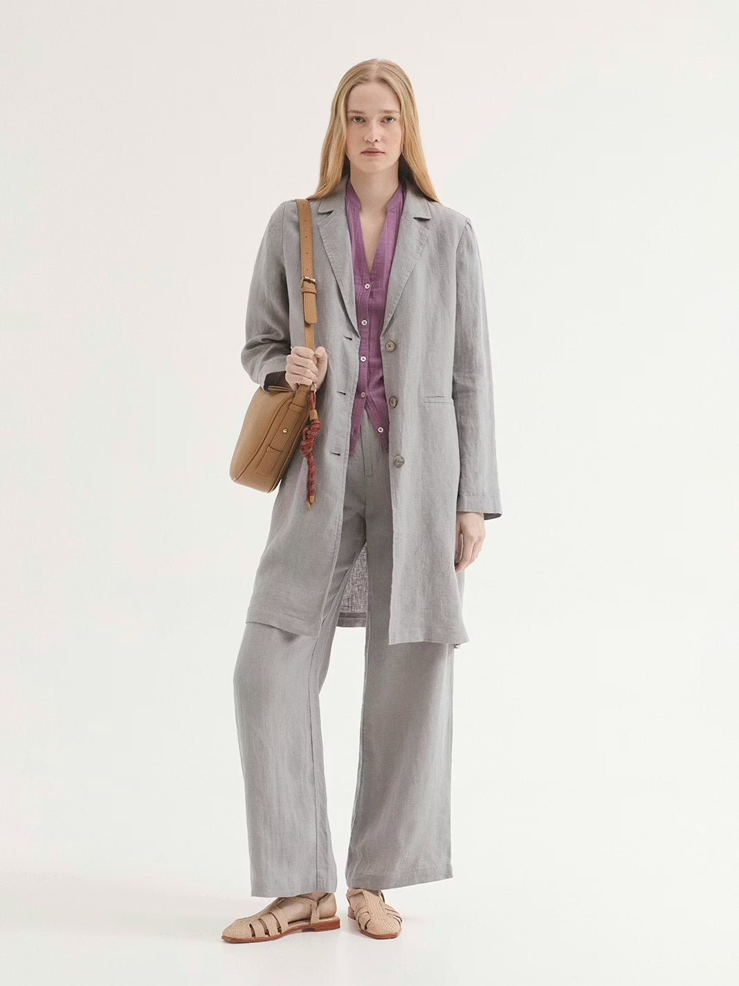 Tailored linen coat Light Grey