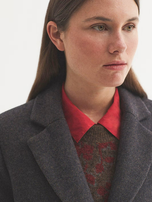 Tailored twill coat Grey