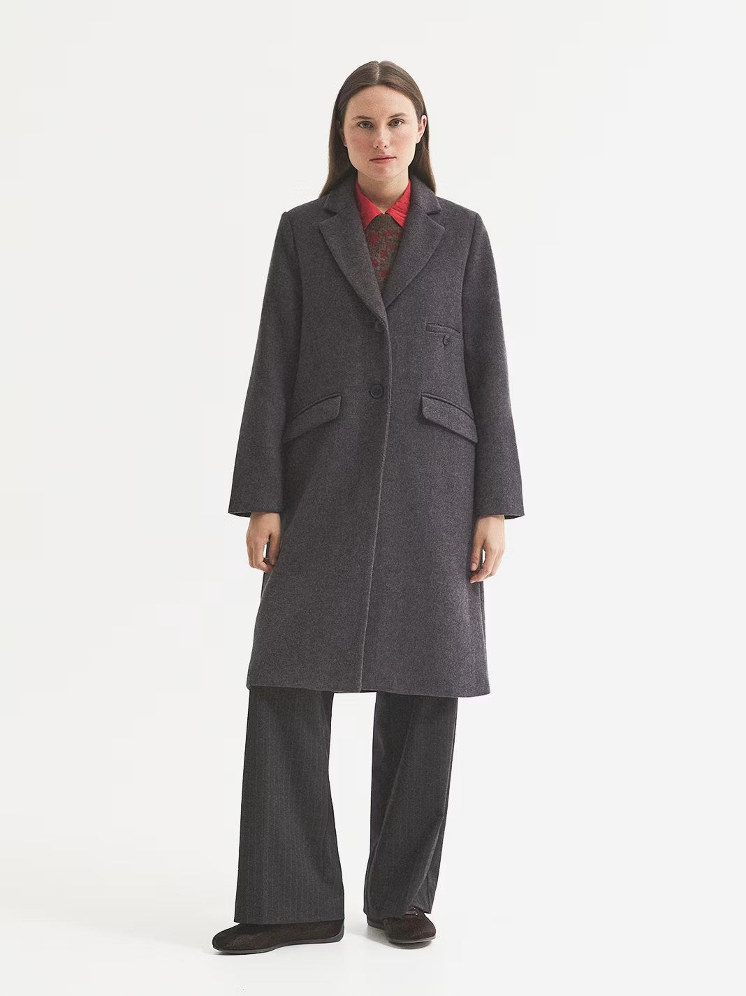 Tailored twill coat Grey