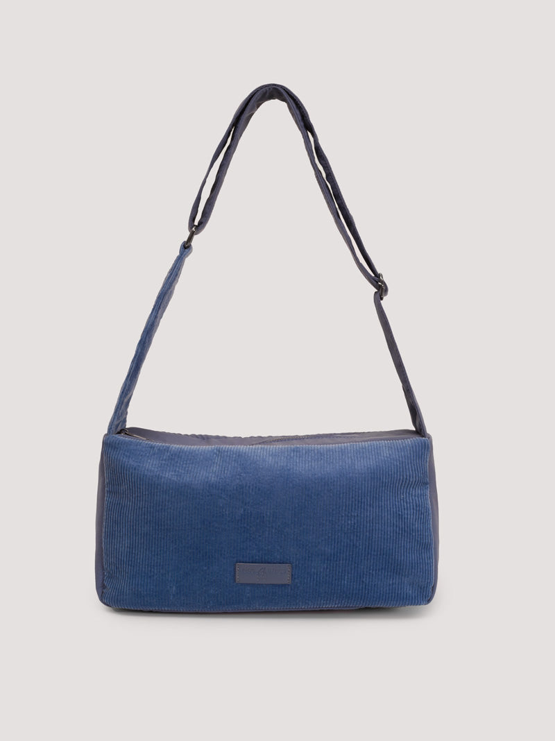 Corduroy and nylon crossbody bag Cobalt Blue