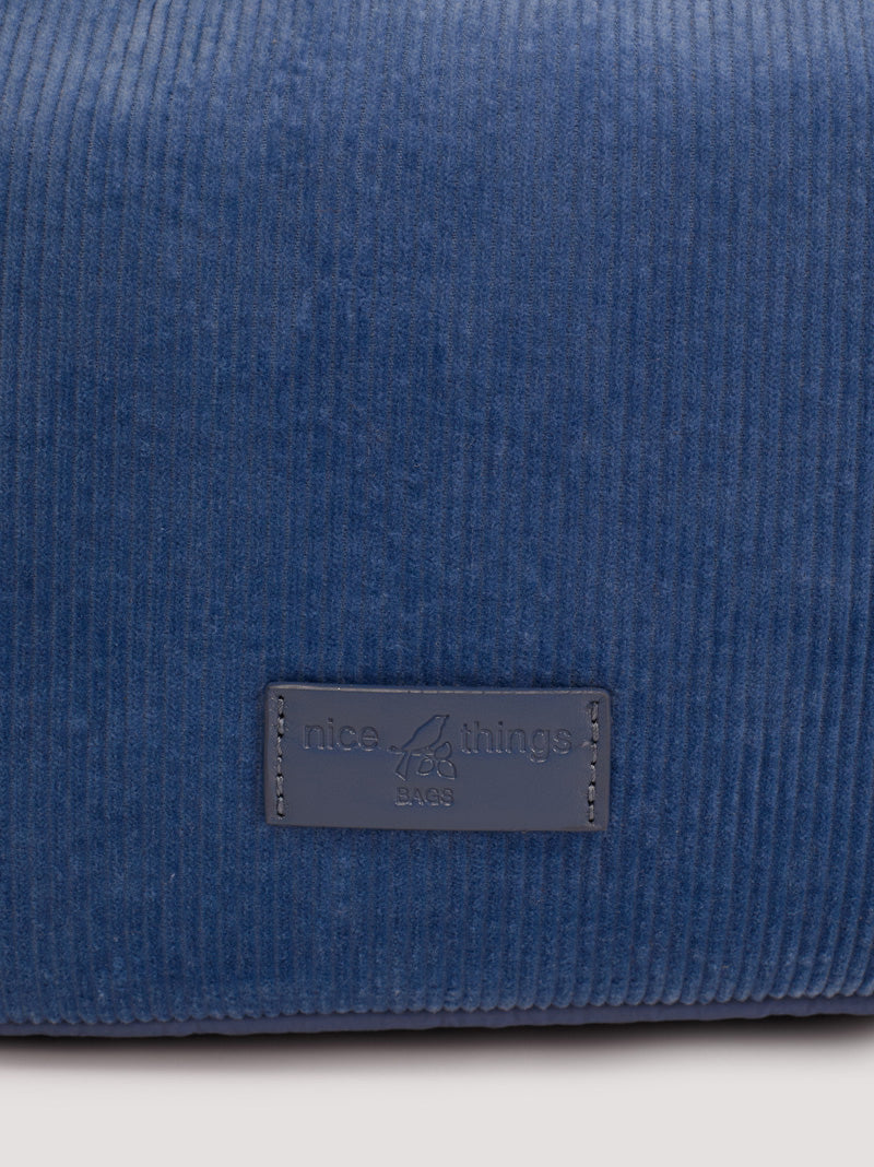 Corduroy and nylon crossbody bag Cobalt Blue