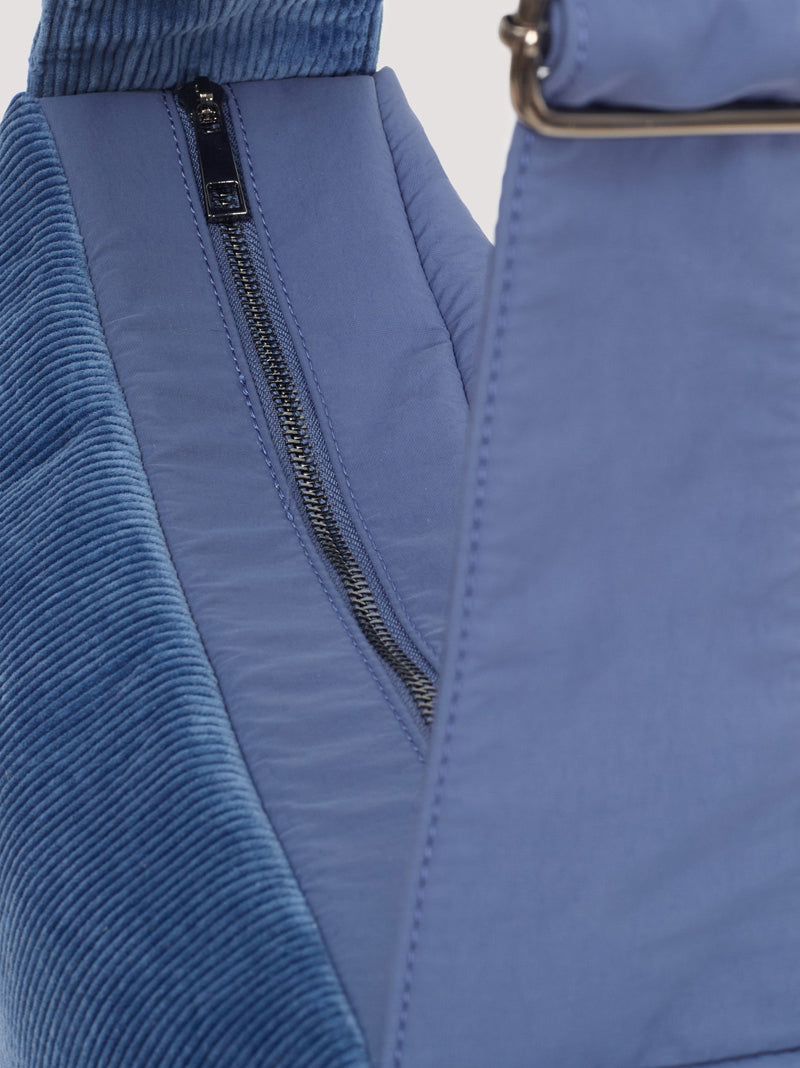 Corduroy and nylon crossbody bag Cobalt Blue