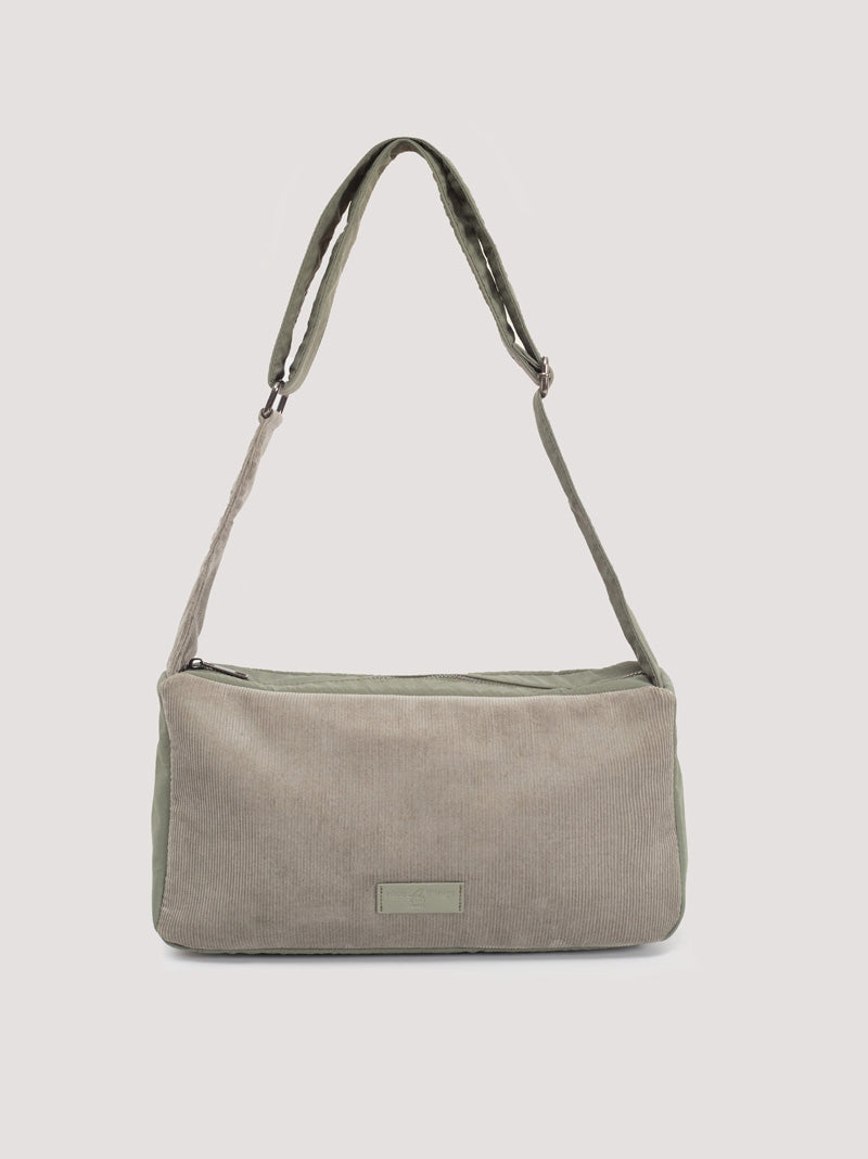 Corduroy and nylon crossbody bag Smoke Green