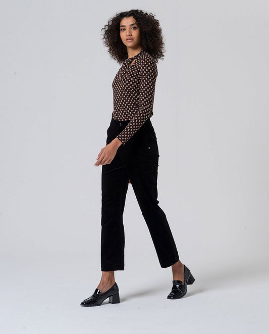 Medium rise corduroy straight pants black