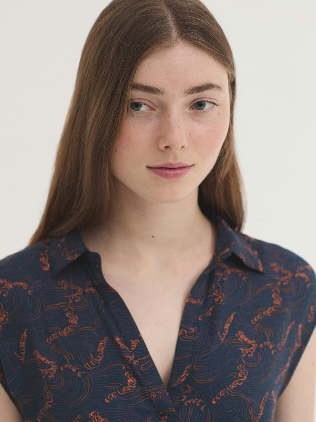 Aegean Sea print midi dress Navy