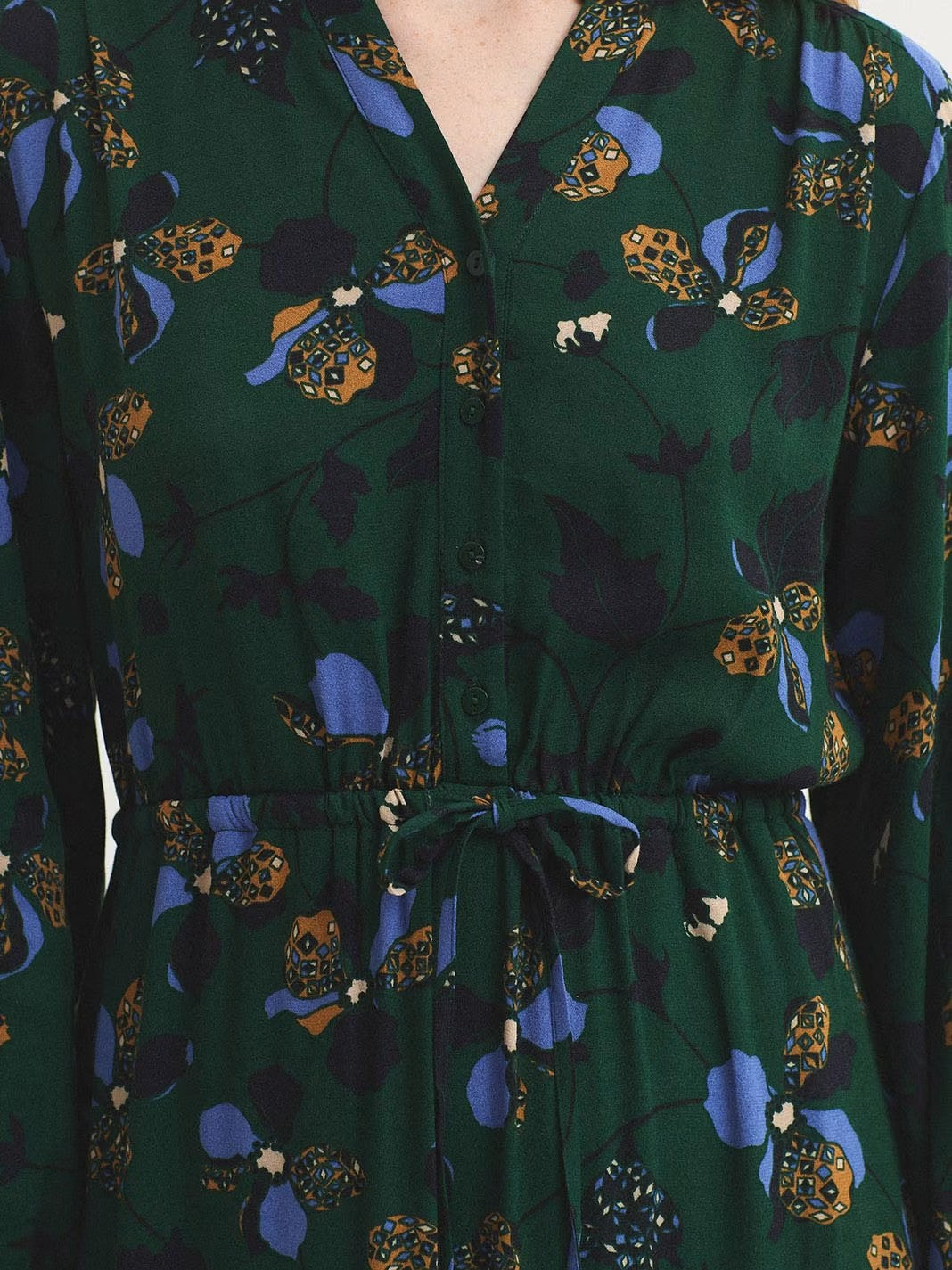 Dress geometric flowers Green