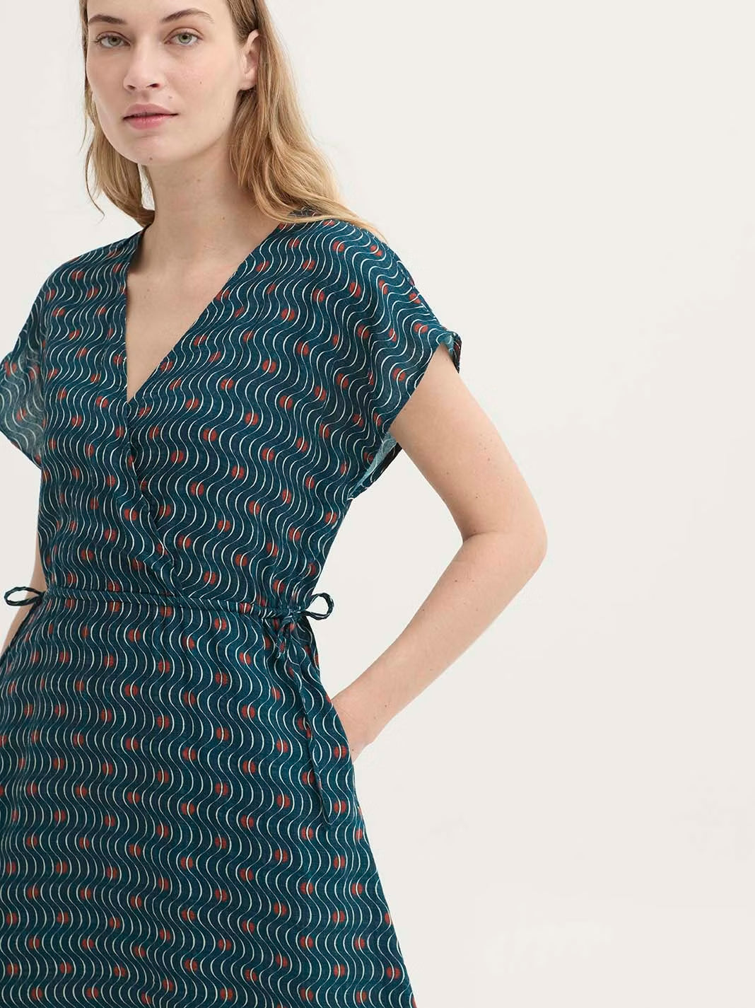 Hellenic Waves print midi dress Blue
