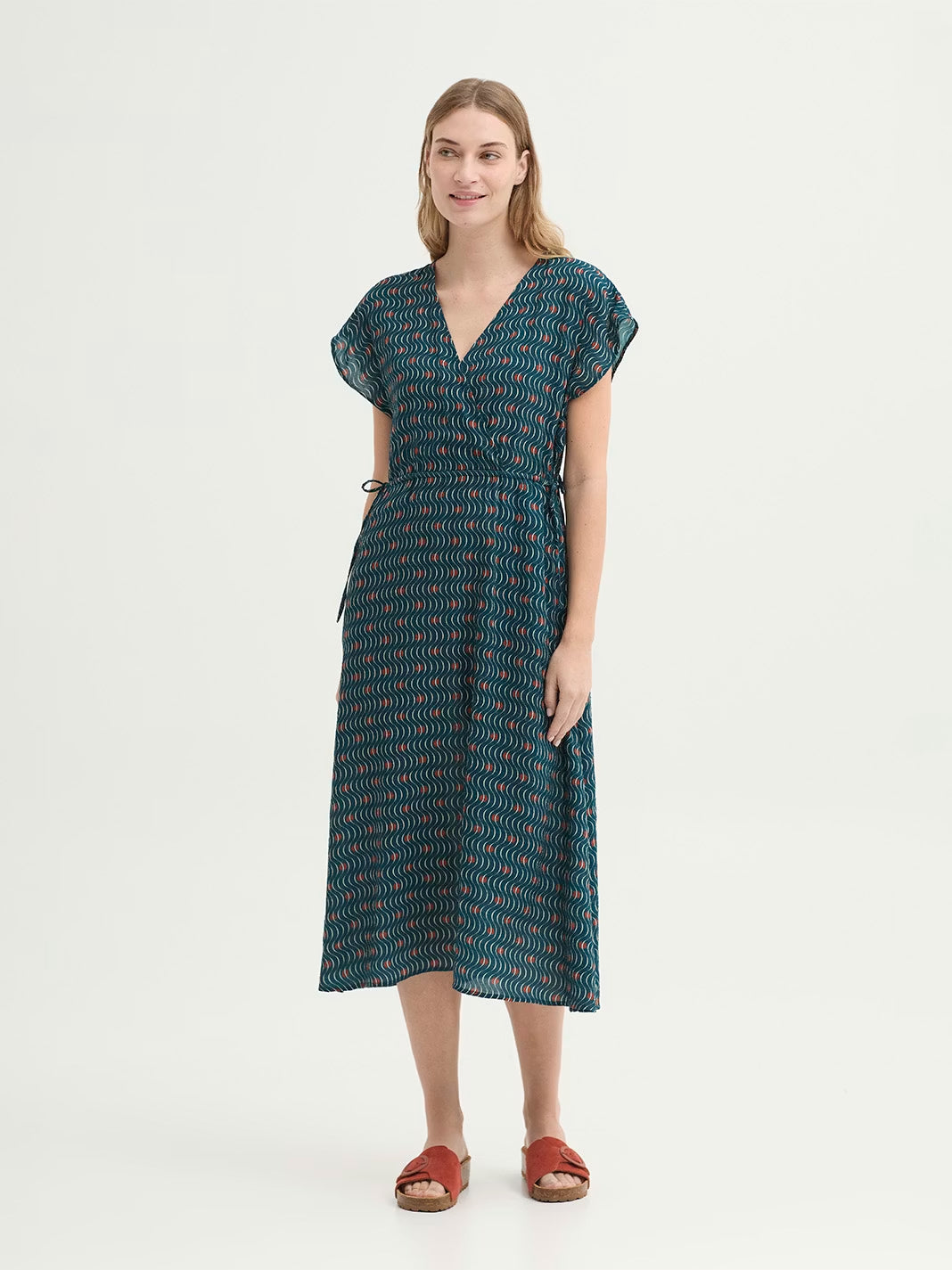 Hellenic Waves print midi dress Blue