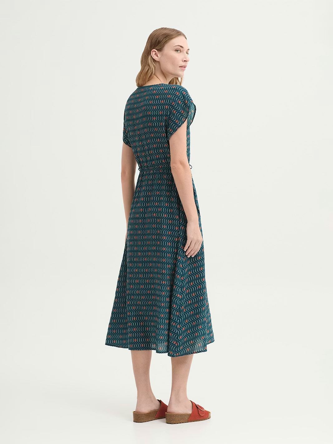 Hellenic Waves print midi dress Blue