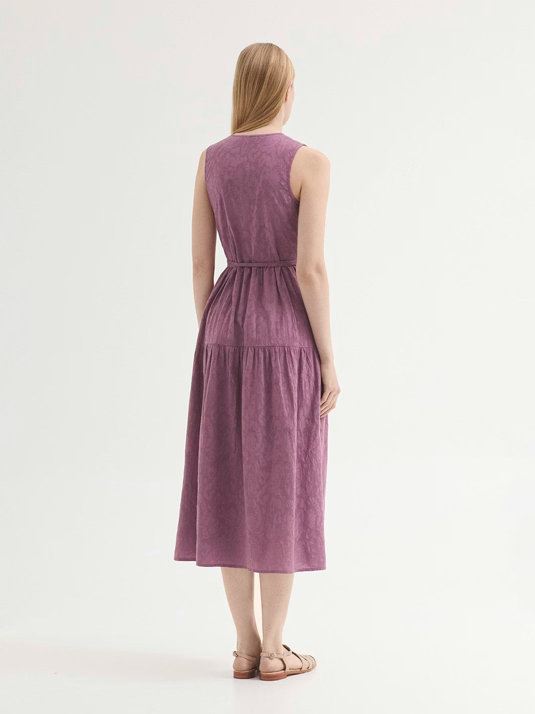 Jacquard dress with flowers Mauve