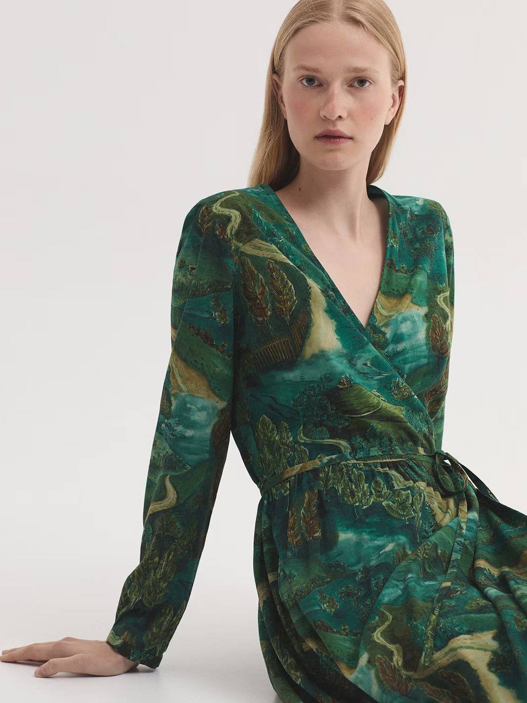 Dress pathways print Green