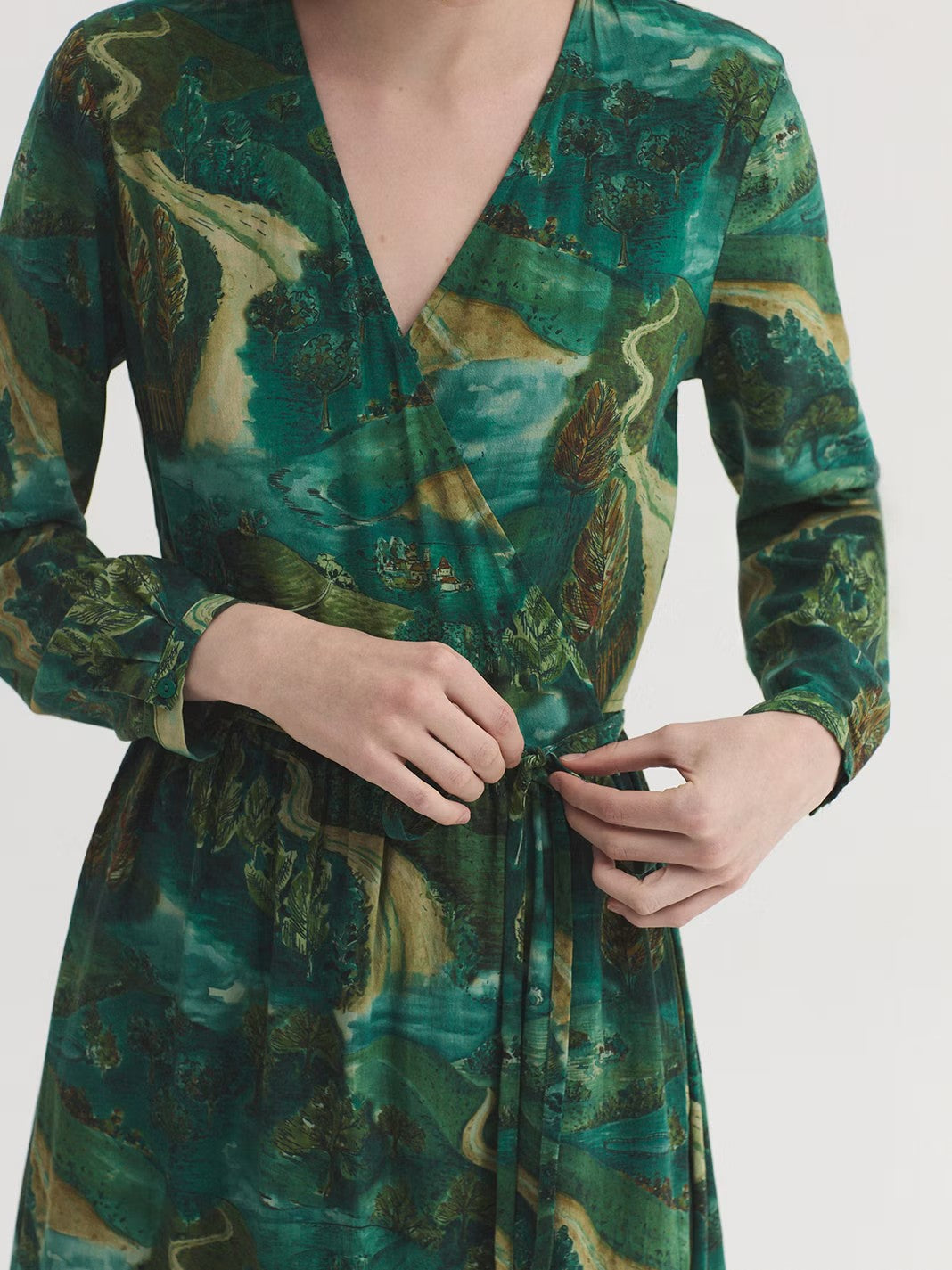 Dress pathways print Green