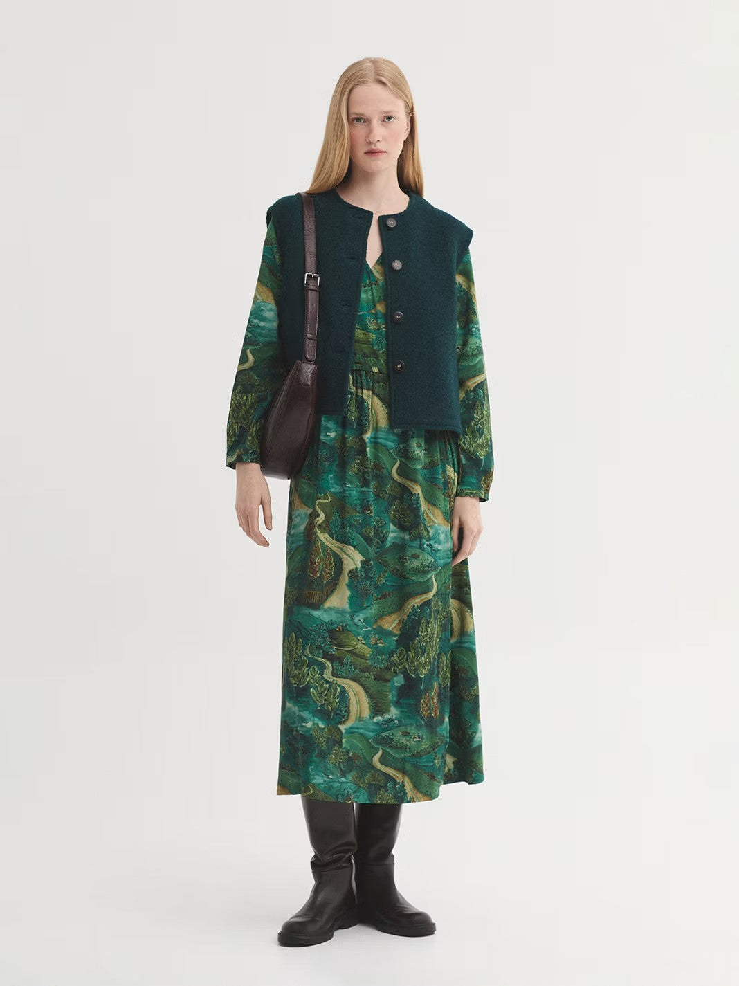 Dress pathways print Green