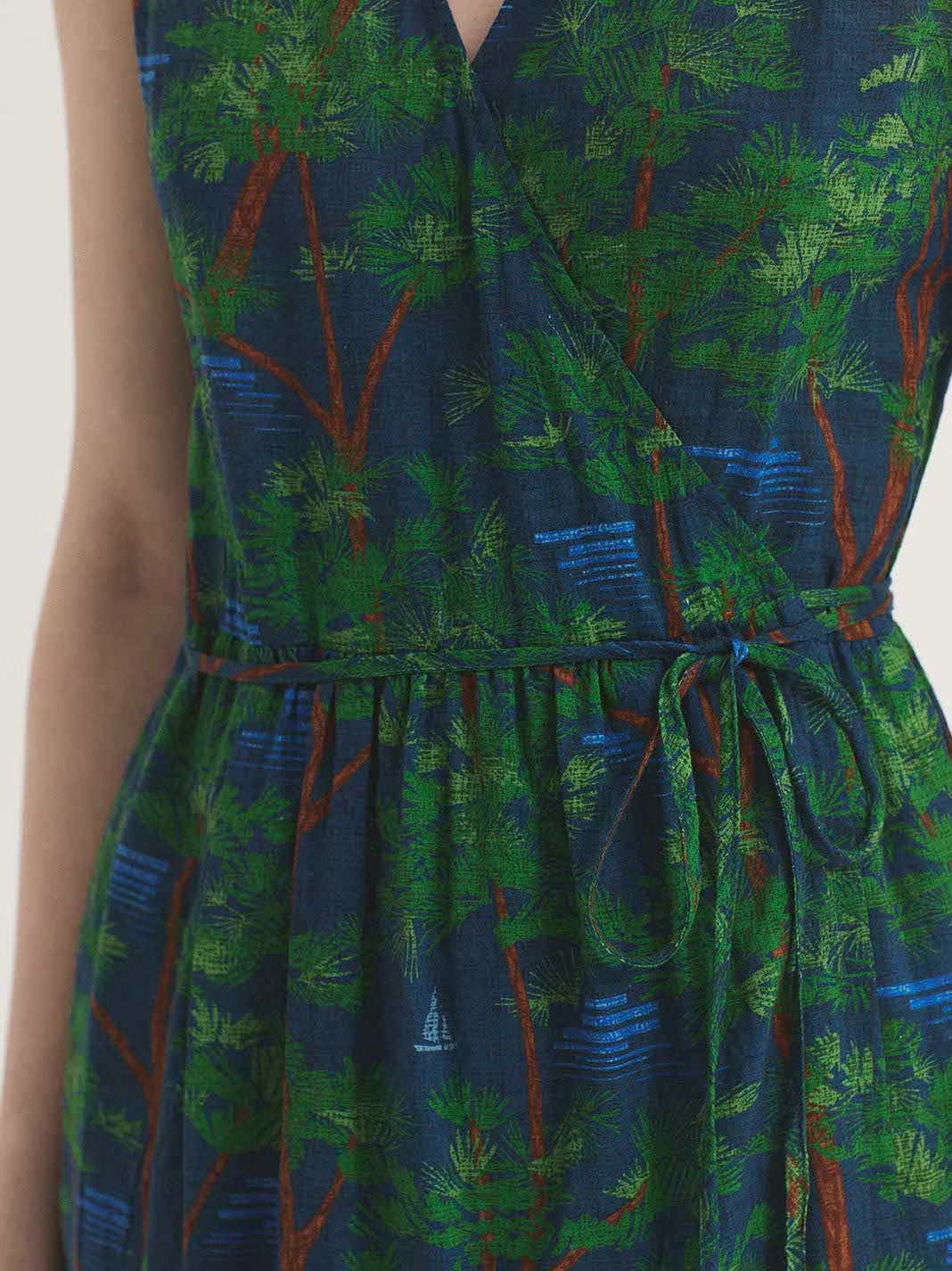 Pine Trees print dress Blue