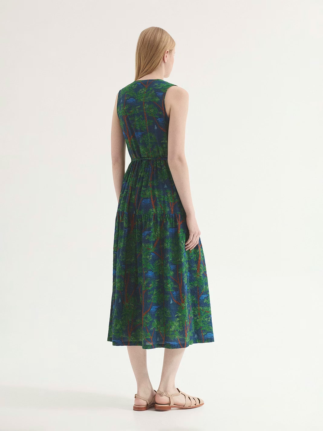 Pine Trees print dress Blue