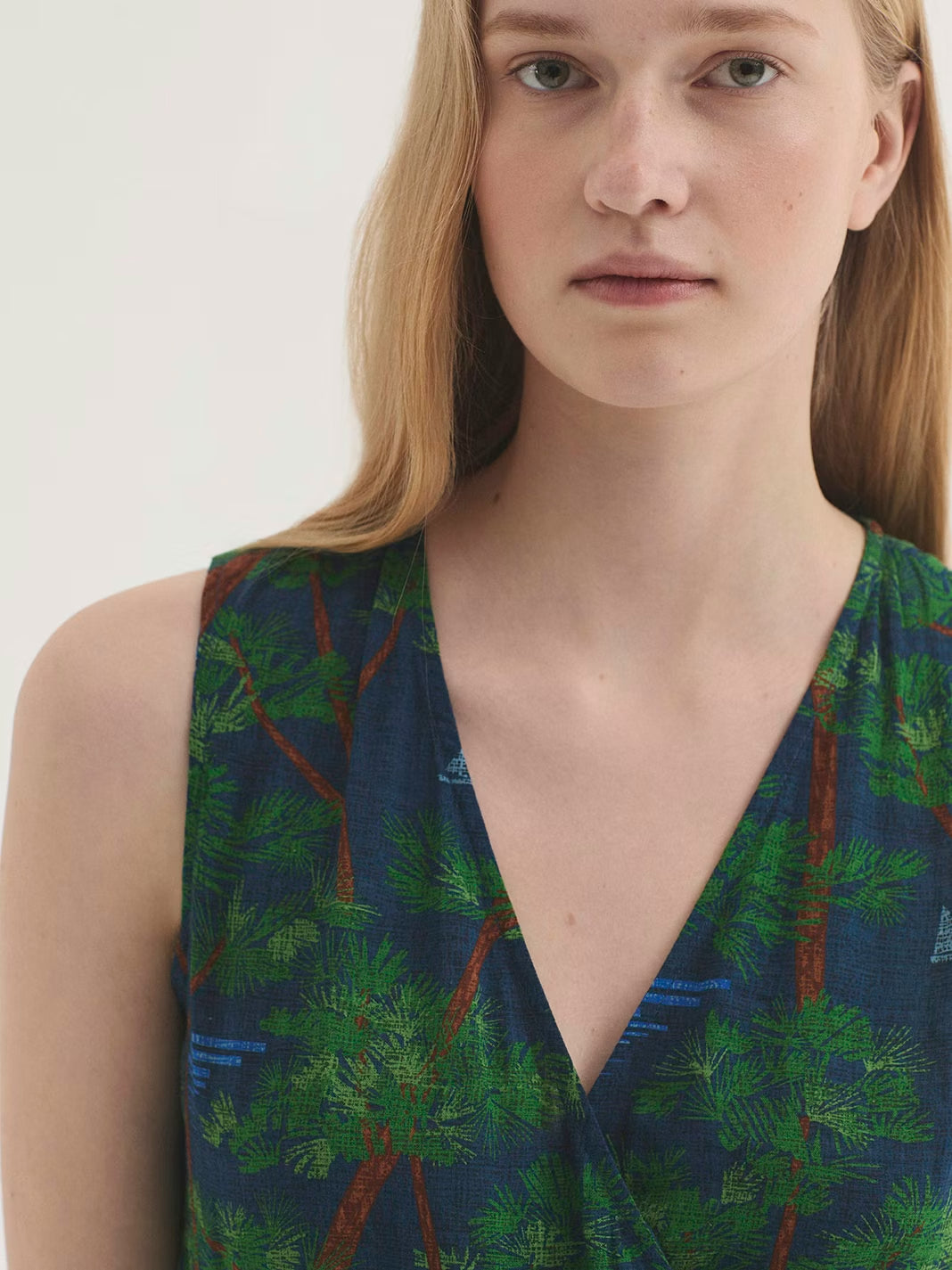 Pine Trees print dress Blue