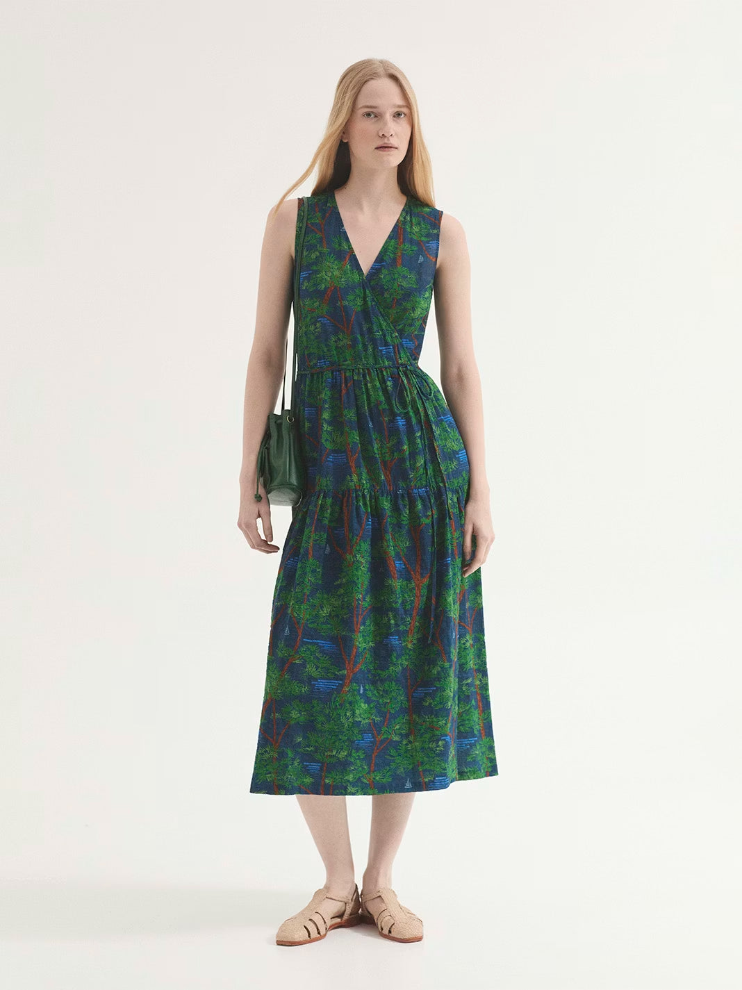 Pine Trees print dress Blue