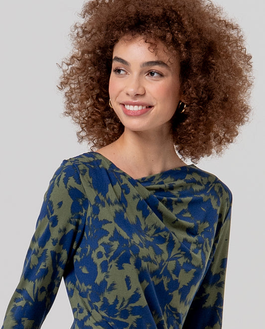 Draped neck t-shirt Blue