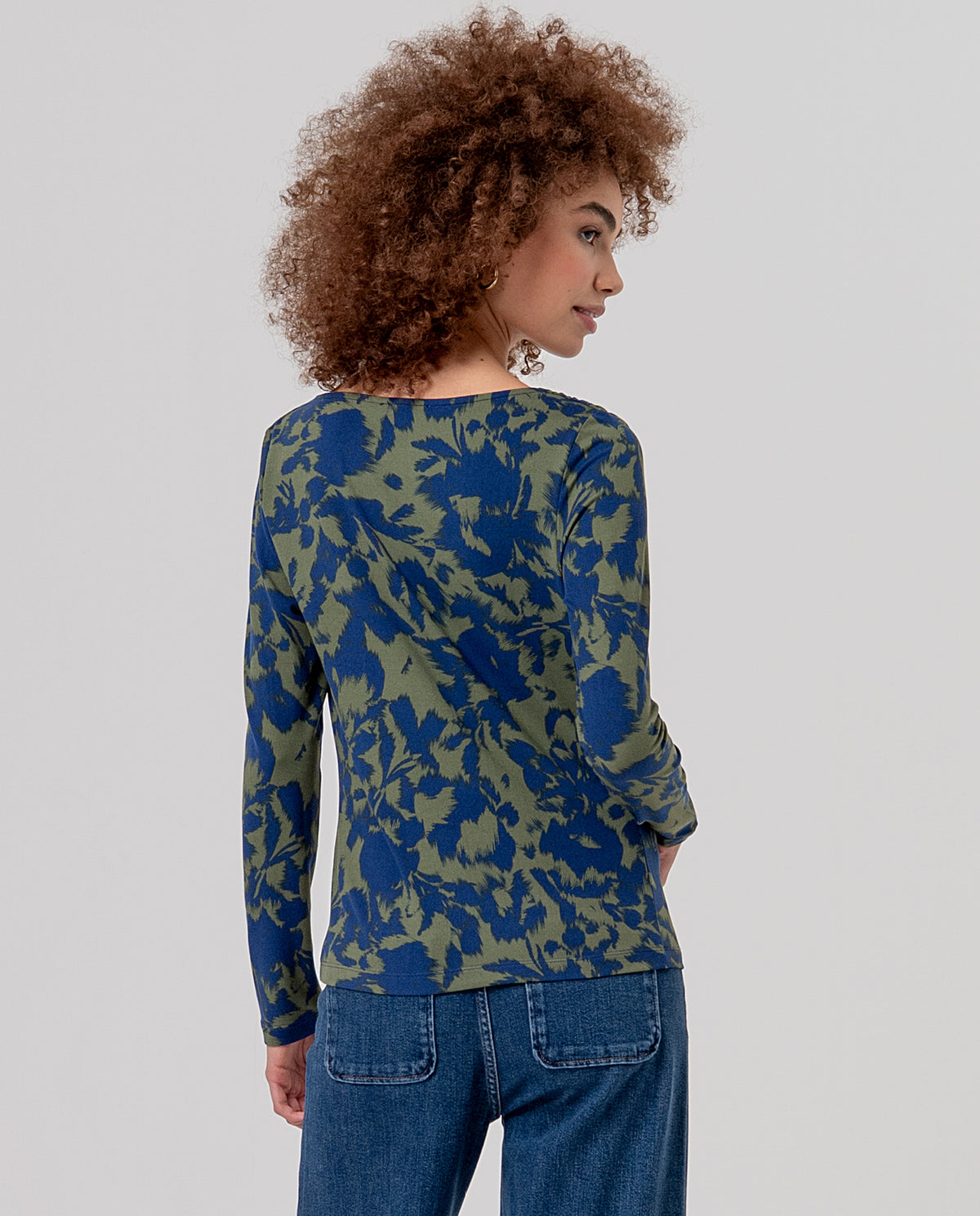 Draped neck t-shirt Blue