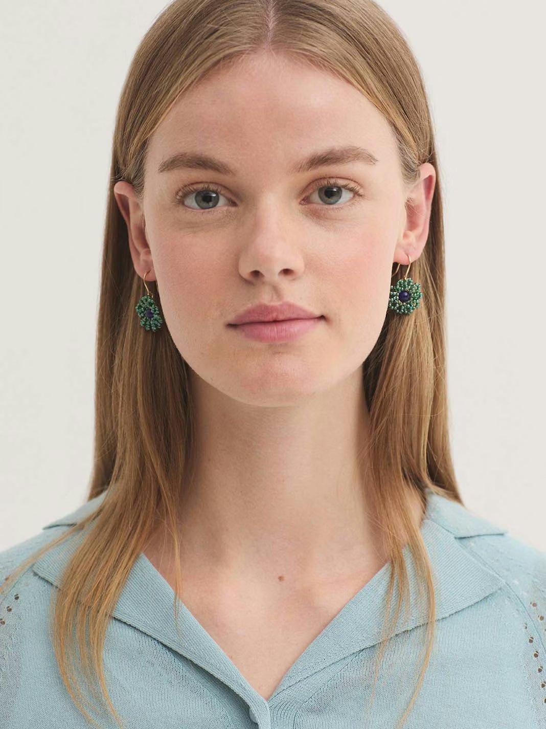 Flower earrings Green
