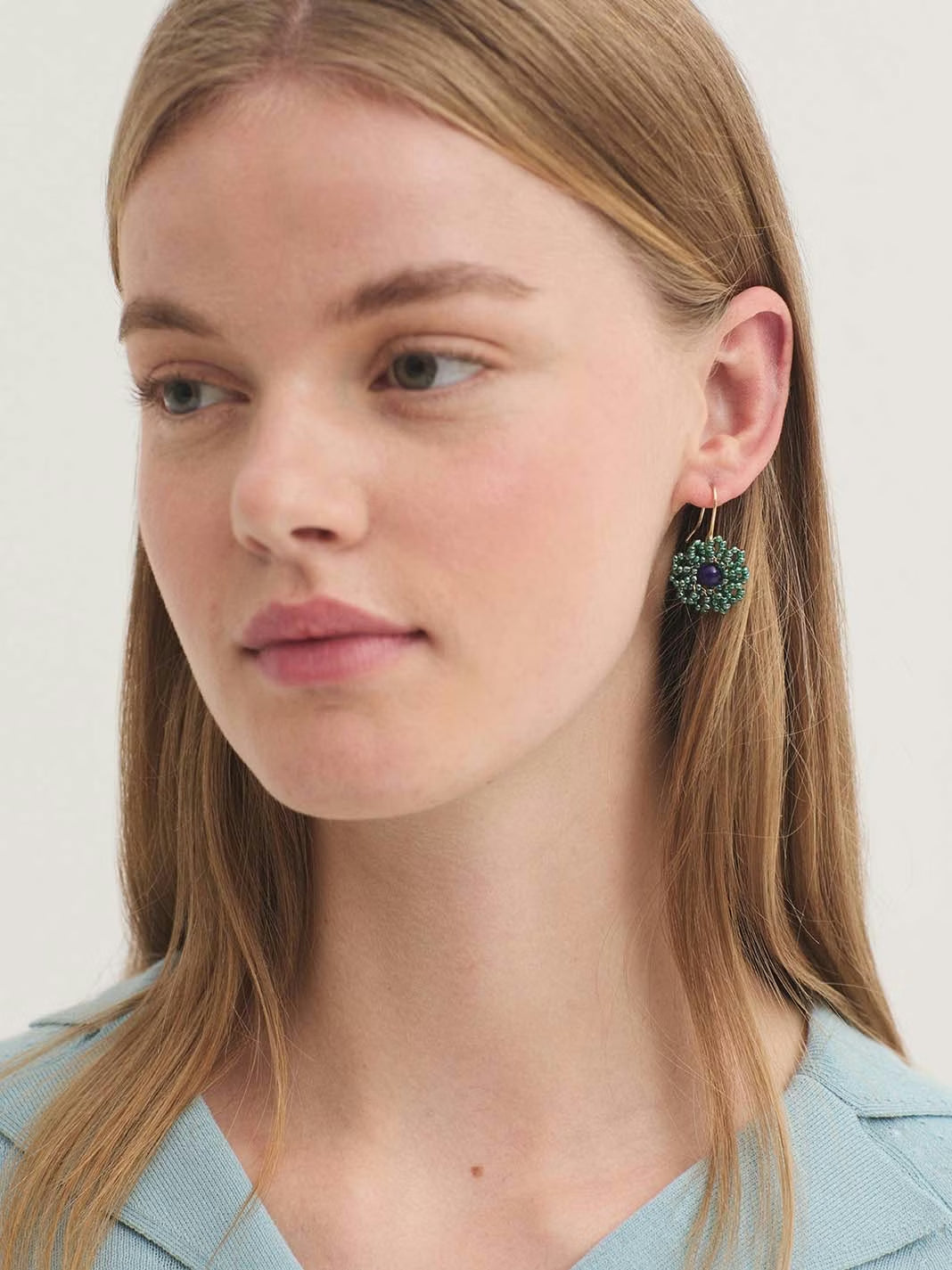Flower earrings Green