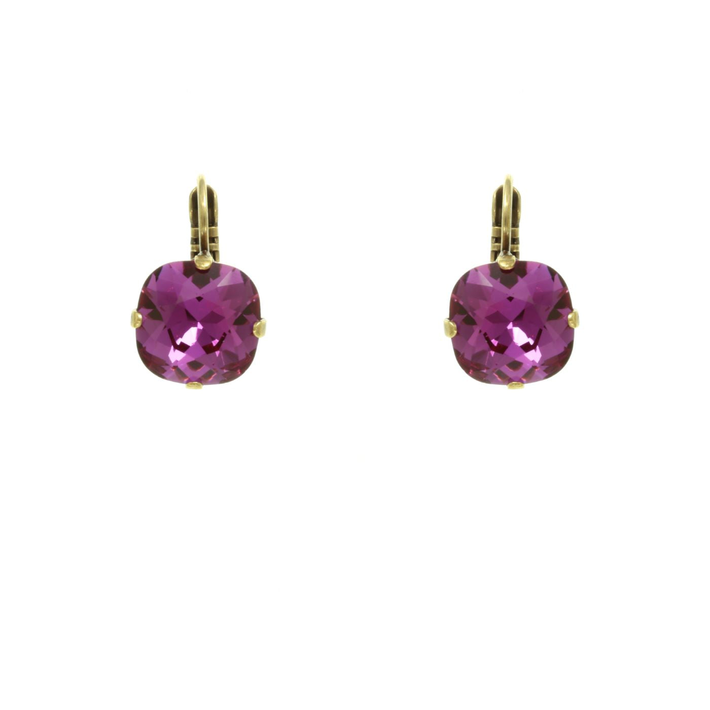 Crystal earrings fuchia