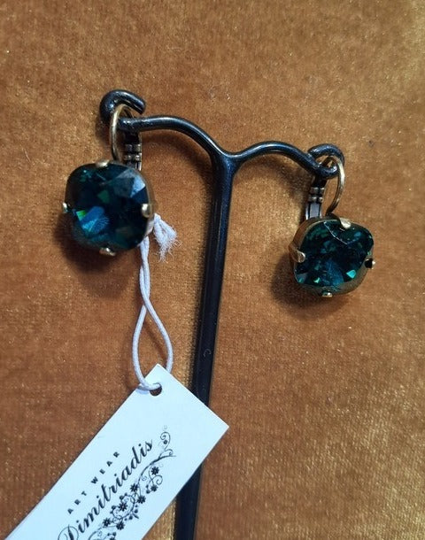 Crystal earrings green