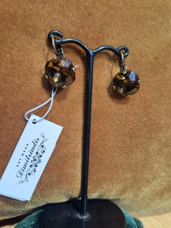 Crystal earrings bronze