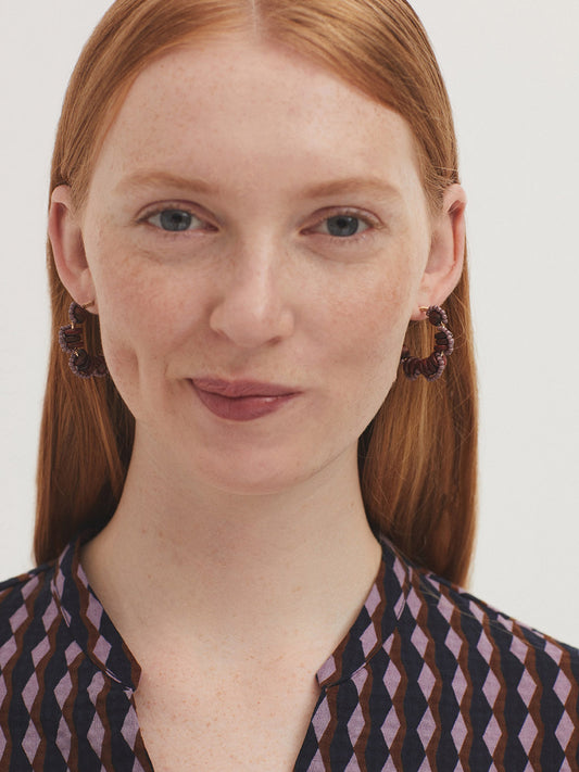 Flower-shaped hoop earrings Lavender