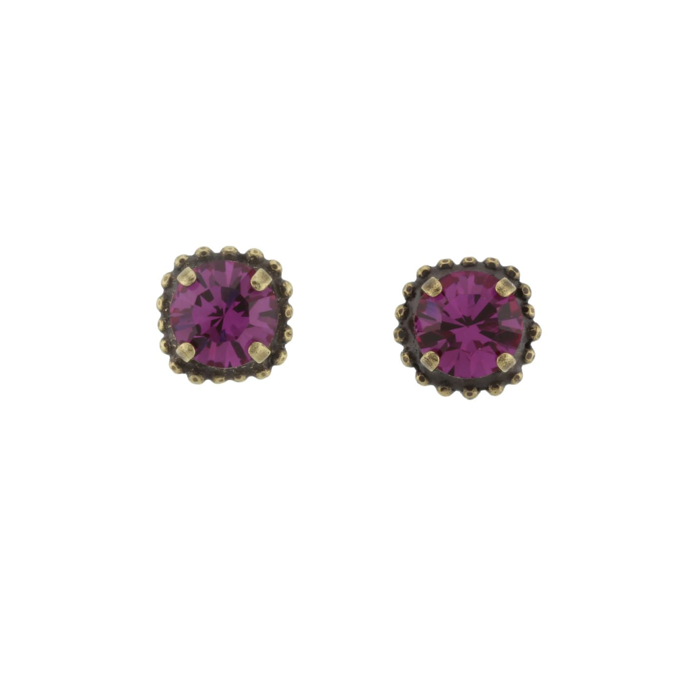 Stud crystal earrings fuchia