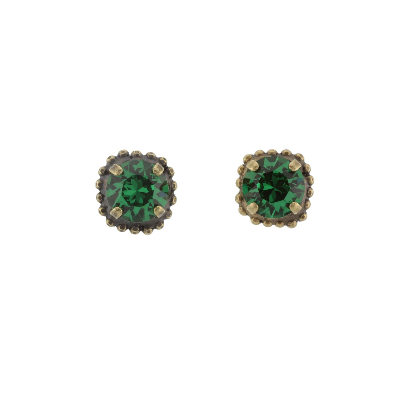 Stud crystal earrings green