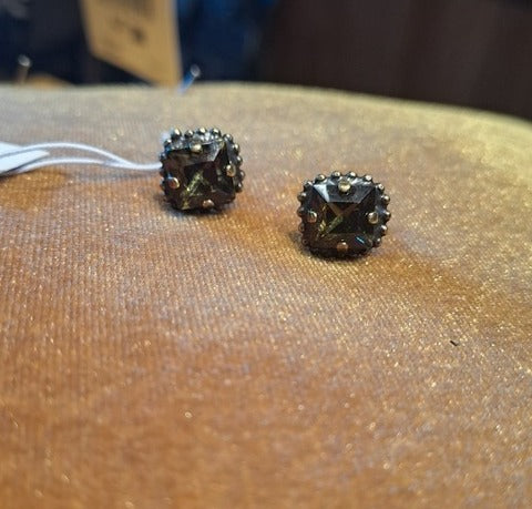 Stud crystal earrings bronze