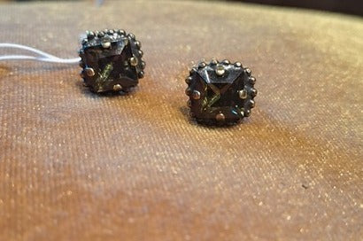 Stud crystal earrings bronze