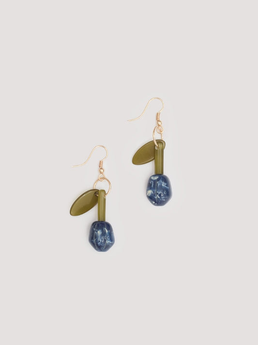 earrings hanging blue in tulip shape