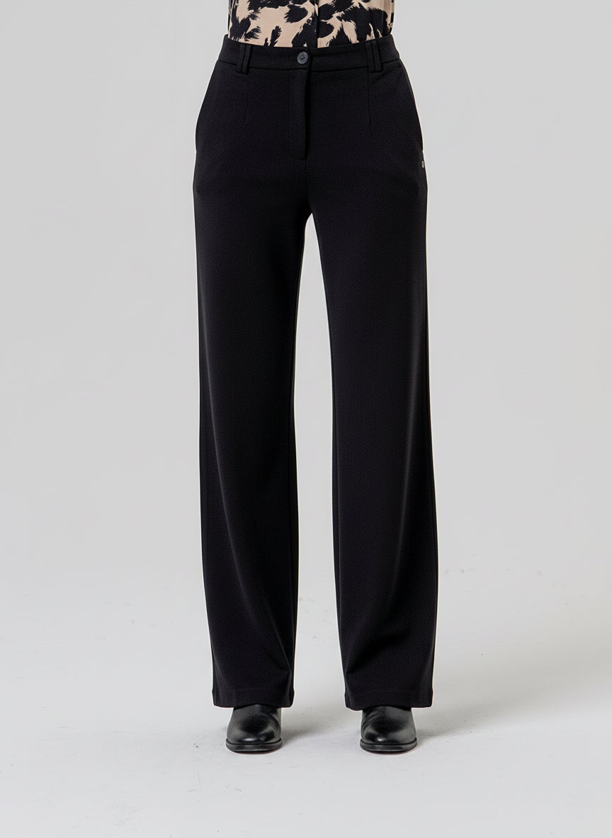 Straight elastic pants Black