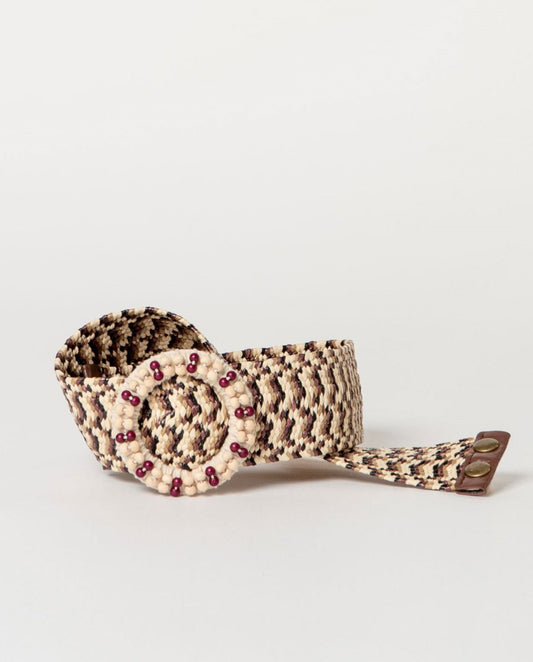 Raffia elastic belt brown.