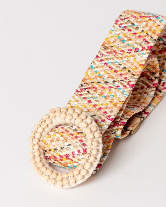 Raffia elastic belt Multicolored