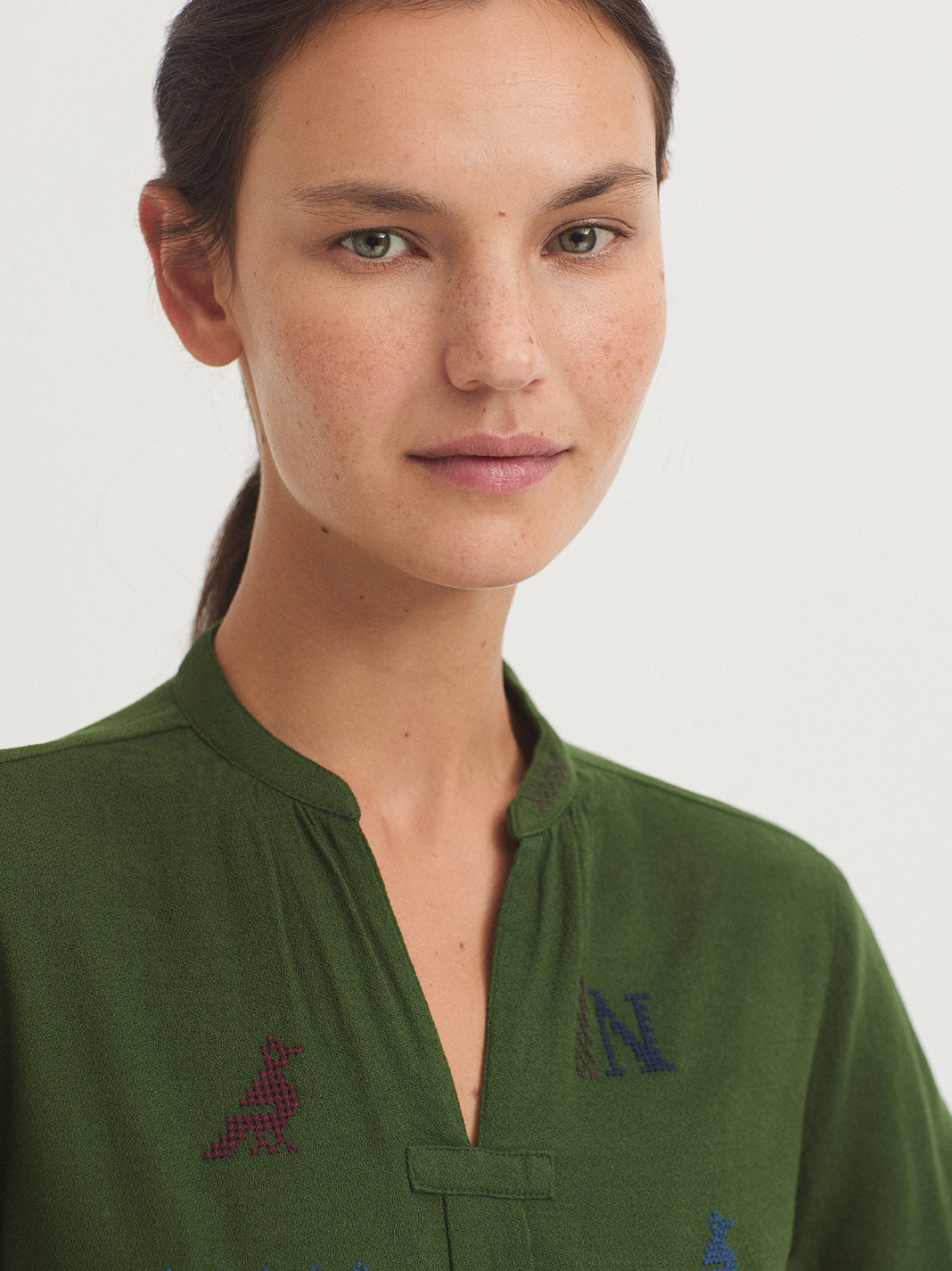 Cross stitch embroidered blouse