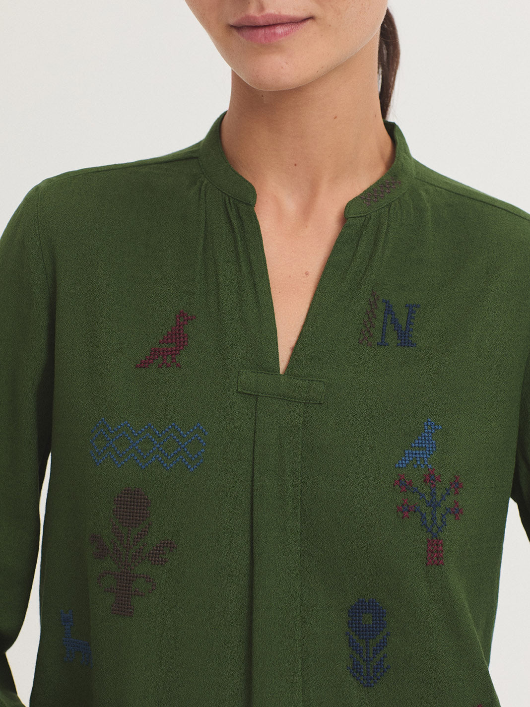 Cross stitch embroidered blouse