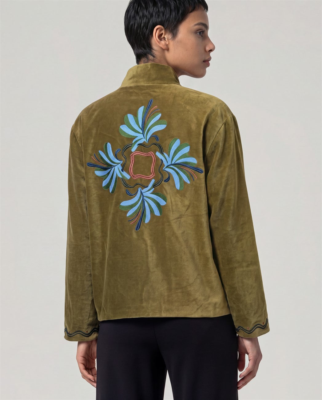 Embroidered jacket Mustard
