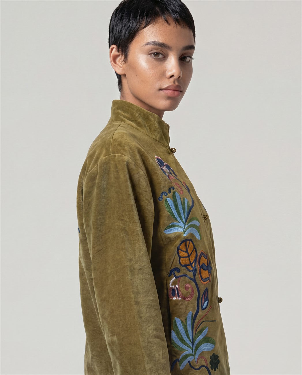 Embroidered jacket Mustard