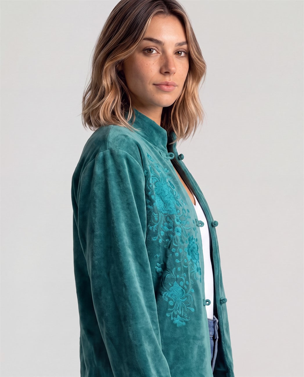 Embroidered jacket Petrol