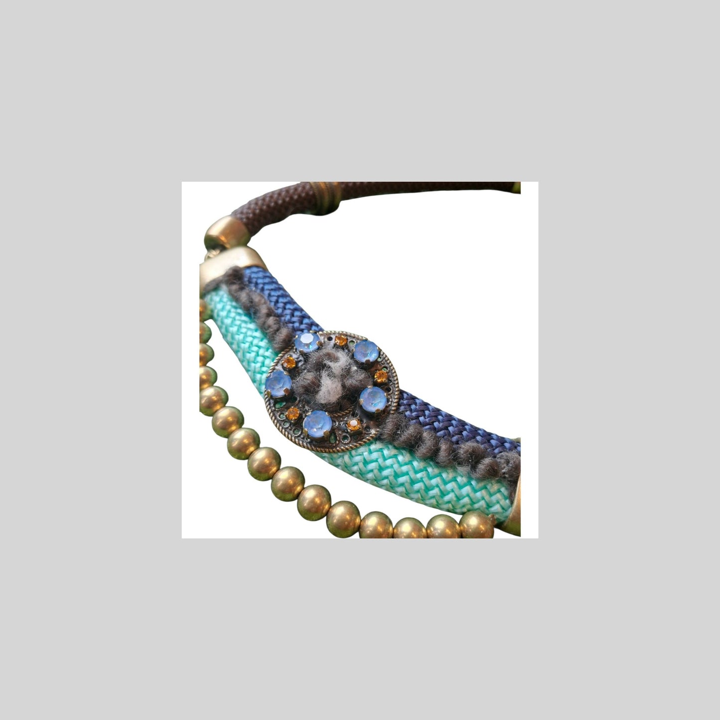 Necklace bronze with glass stones Brown