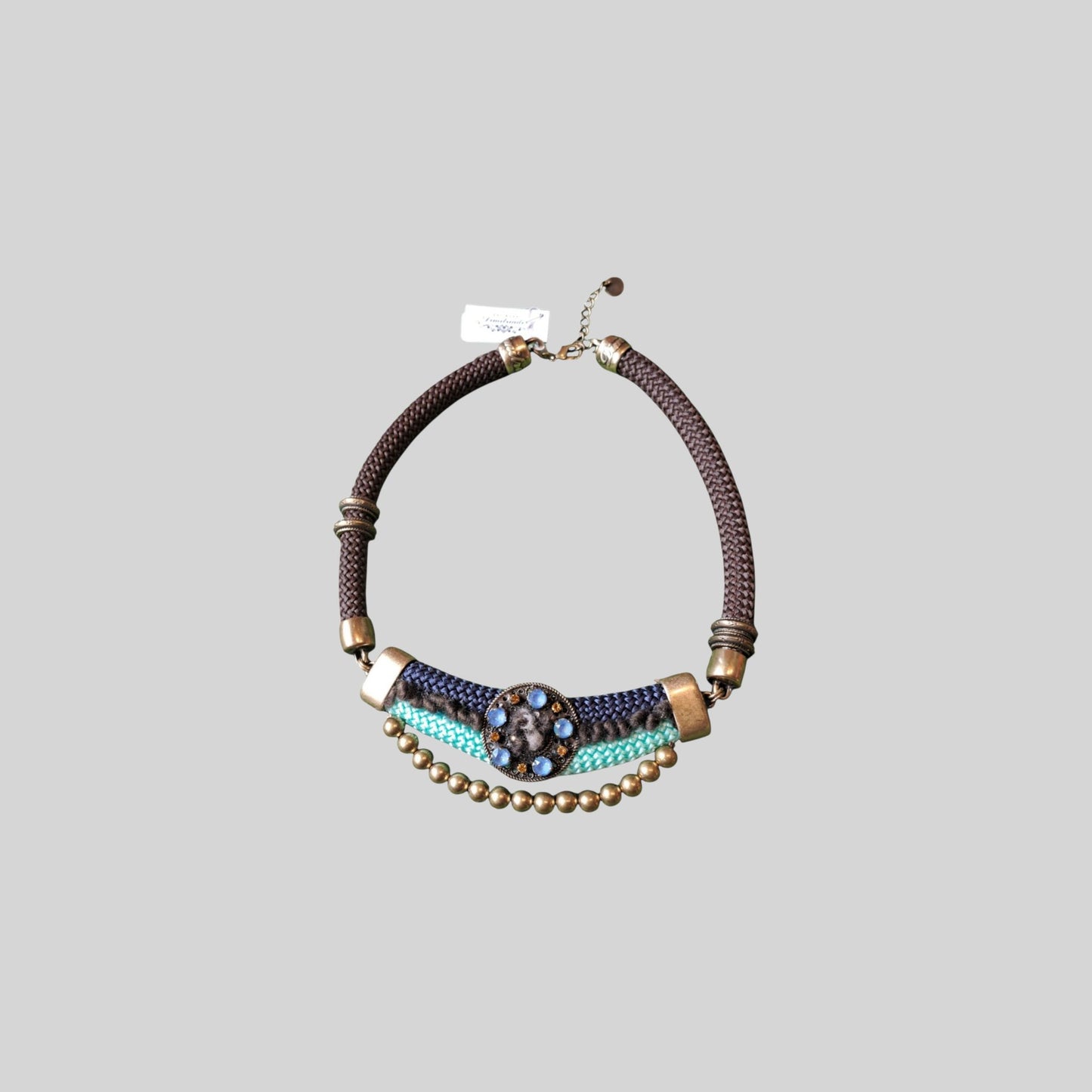 Necklace bronze with glass stones Brown